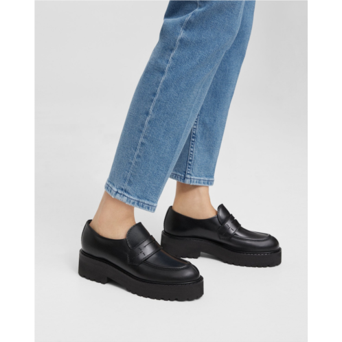 Theory Leather Platform Loafer
