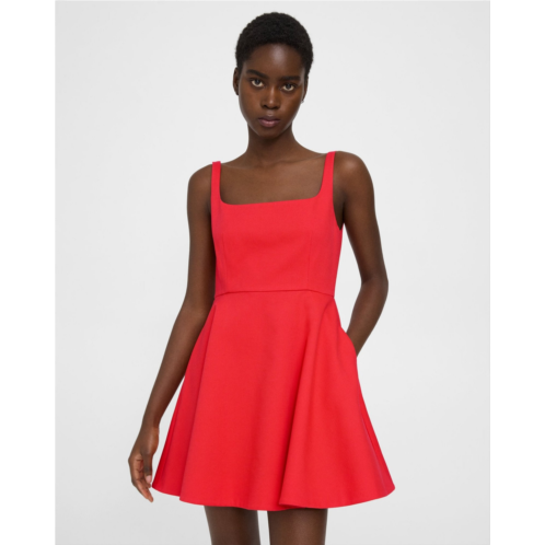 Theory Flared Mini Dress in Cotton Pique