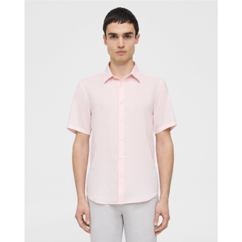 Theory Irving Short-Sleeve Shirt in Relaxed Linen