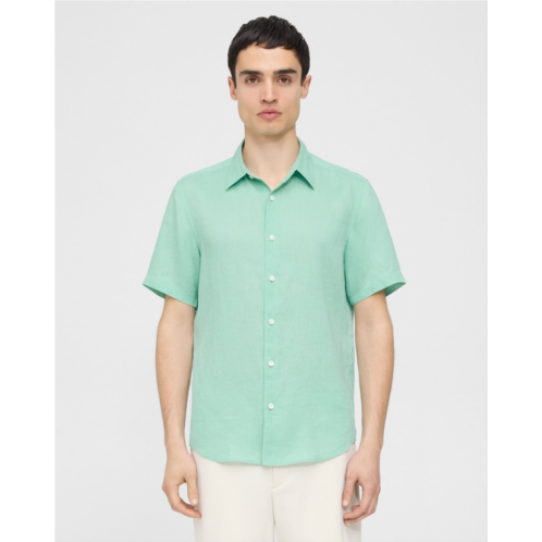 Theory Irving Short-Sleeve Shirt in Relaxed Linen