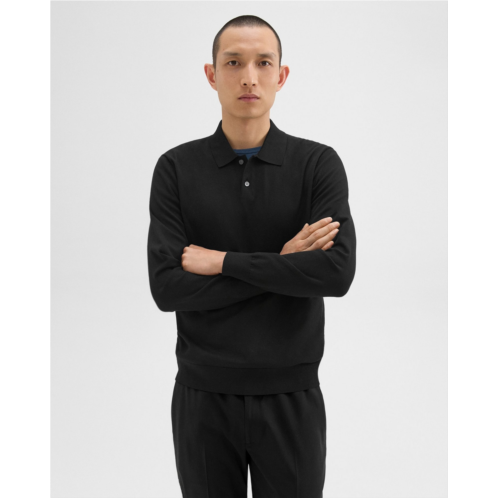 Theory Goris Long-Sleeve Polo Shirt in Light Bilen