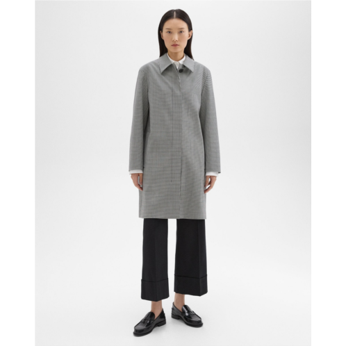 Theory Car Coat in Checked Stretch Wool