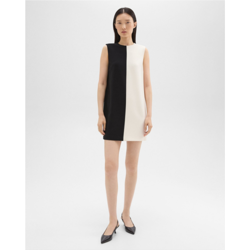 Theory Split Sleeveless Shift Dress in Admiral Crepe