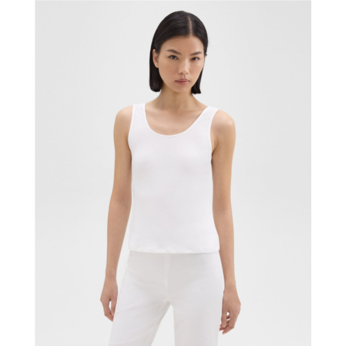 Theory Scoop Neck Tank Top in Rib Knit Viscose