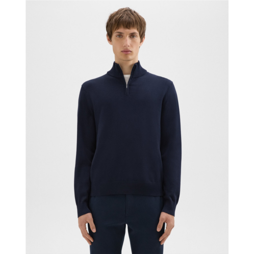 Theory Riland Quarter-Zip Sweater in Light Bilen