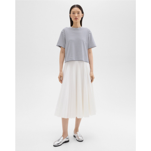 Theory Pleated Midi Skirt in Sleek Poplin