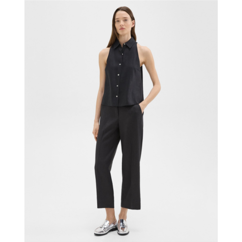 Theory Straight-Leg Pull-On Pant in Linen-Viscose