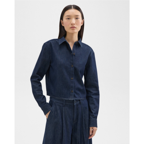 Theory Cropped Shirt in Denim