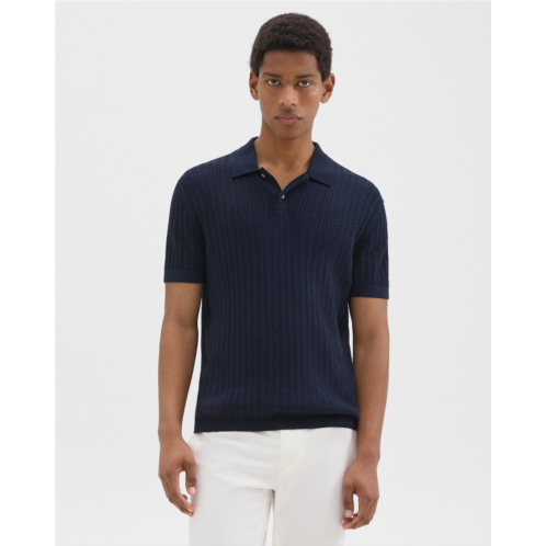 Theory Cable Knit Polo in Cotton