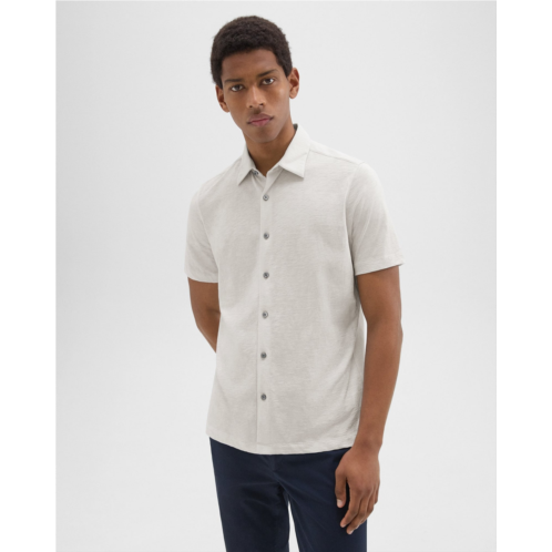 Theory Noran Short-Sleeve Shirt in Slub Cotton