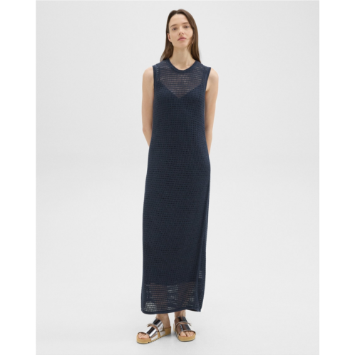 Theory Mesh Maxi Dress in Linen-Viscose