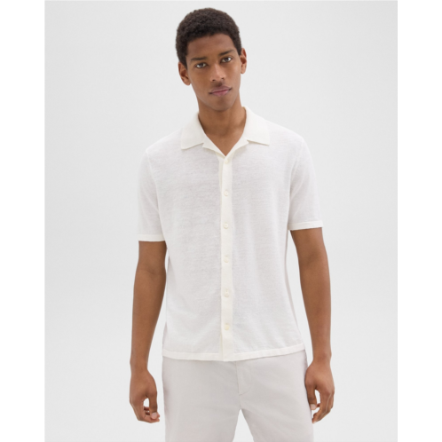 Theory Camp Collar Shirt in Cotton-Linen