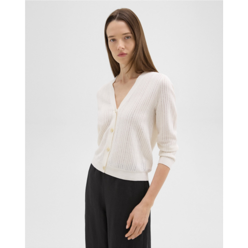 Theory Cropped Cardigan in Linen-Viscose