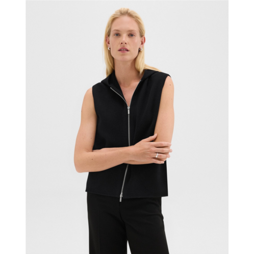 Theory Hooded Zip-Up Vest in Double-Face Wool-Cashmere