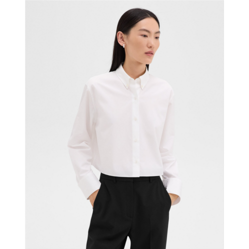 Theory Cropped Shirt in Good Cotton