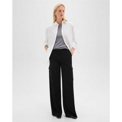 Theory Wide-Leg Cargo Pant in Admiral Crepe