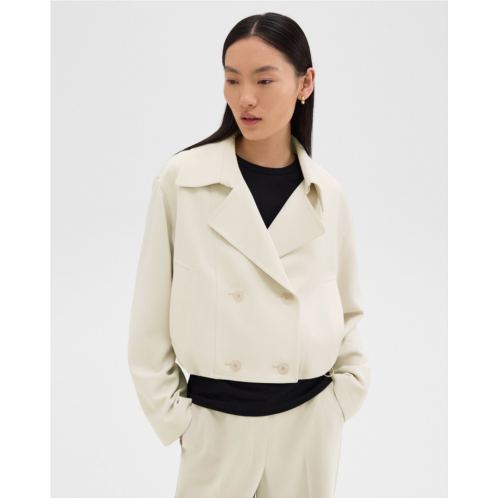 Theory Double-Breasted Crop Trench in Admiral Crepe