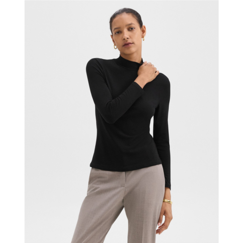 Theory Mock Neck Top in Rib Knit Viscose