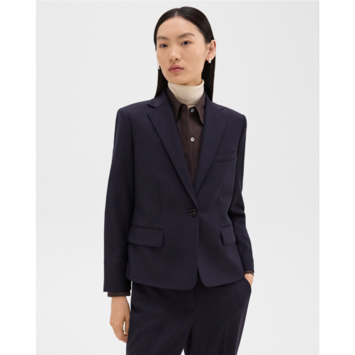 Theory Single-Button Blazer in Sleek Flannel