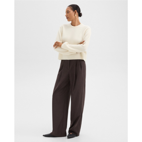 Theory Double Pleat Pant in Sleek Flannel