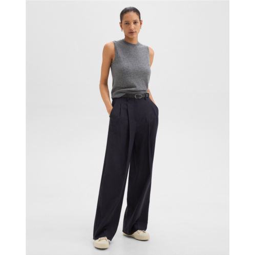 Theory Double Pleat Pant in Sleek Flannel