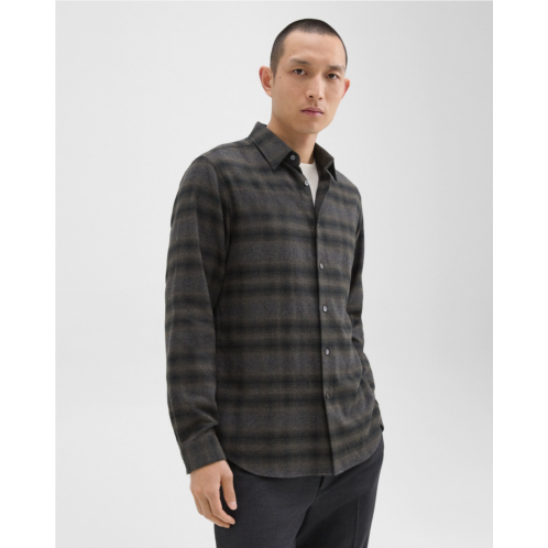 Theory Irving Shirt in Plaid Cotton Flannel