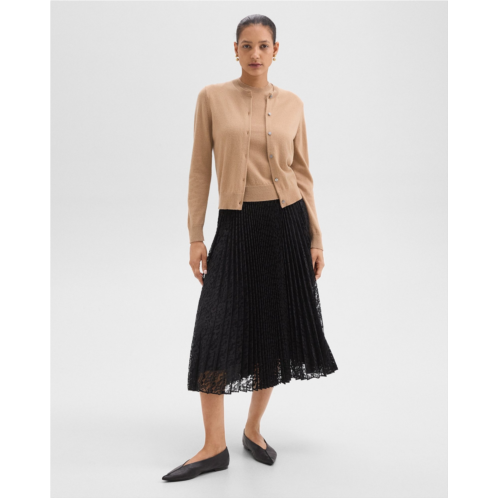 Theory Pleated Midi Skirt in Leopard Lace