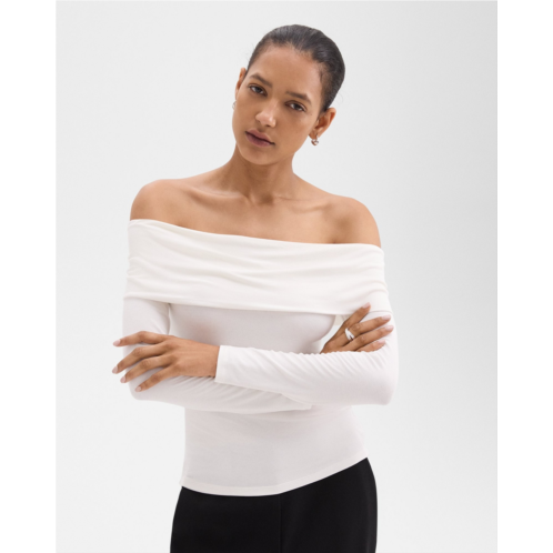 Theory Off-the-Shoulder Top in Ribbed Viscose