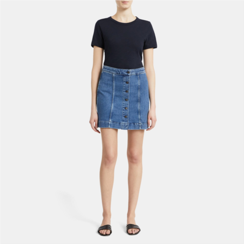 Theory Denim Button-Front Skirt