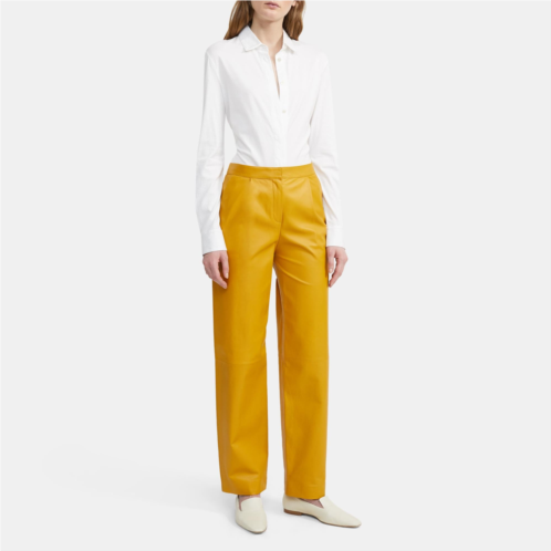 Theory Feather Nappa Leather Pleated Pant