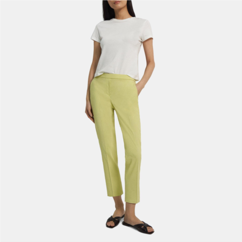 Theory Slim Cropped Pull-On Pant in Stretch Linen