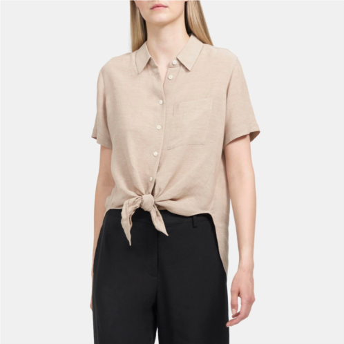 Theory Tie-Front Shirt in Linen