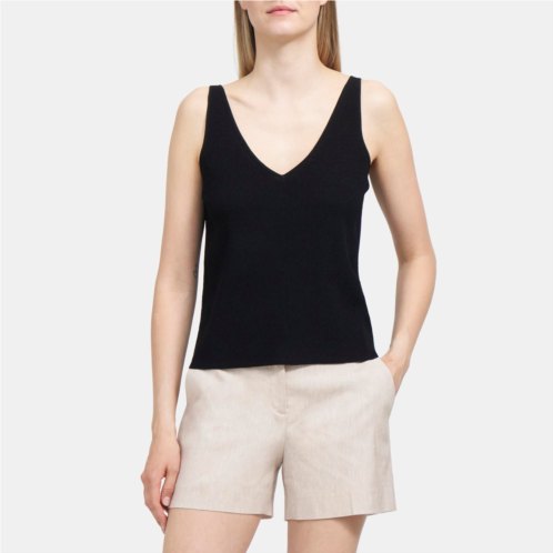 Theory Double V Tank in Crepe Knit