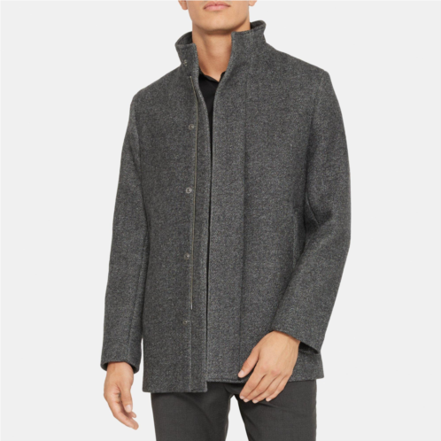 Theory Stand Collar Coat in Recycled Wool-Blend Twill