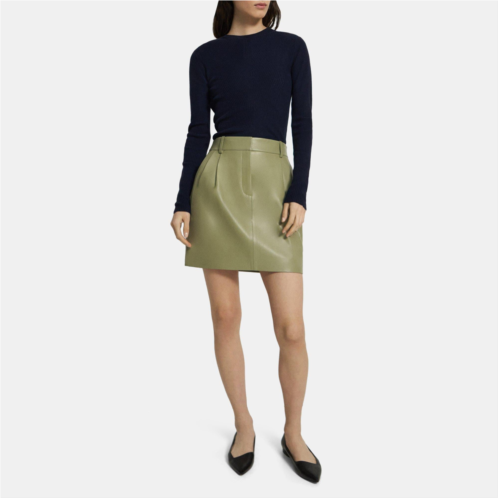 Theory Pleat Mini Skirt in Leather