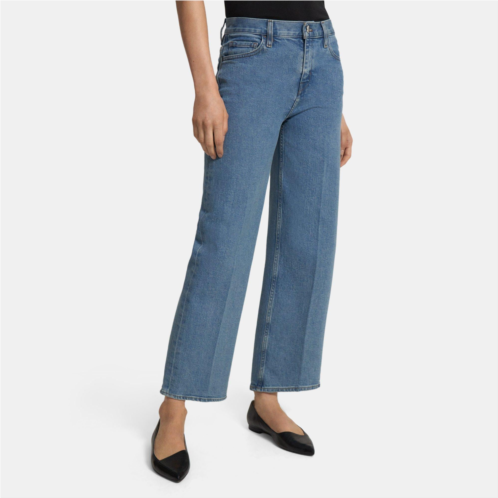 Theory Wide Crop Jean in Washed Denim