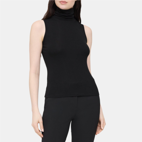 Theory Sleeveless Turtleneck Top in Rib Knit Viscose