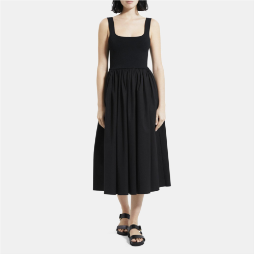 Theory Gathered Sleeveless Dress in Stretch Knit