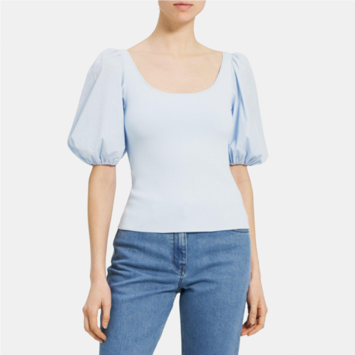 Theory Puff Sleeve Top in Stretch Knit
