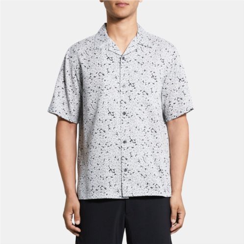 Theory Noll Short-Sleeve Shirt in Floral Print Lyocell