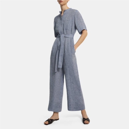 Theory Patch-Pocket Jumpsuit in Hemp