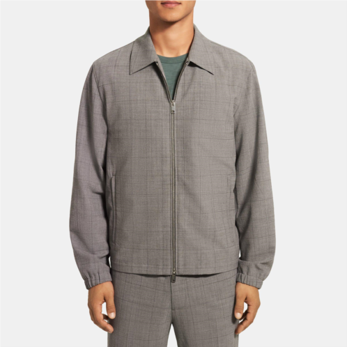 Theory Zip-Up Jacket in Plaid Wool-Blend