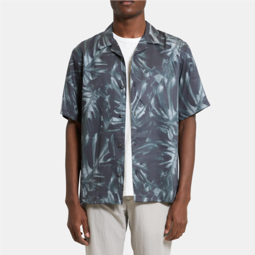 Theory Noll Short-Sleeve Shirt in Palm Print Lyocell