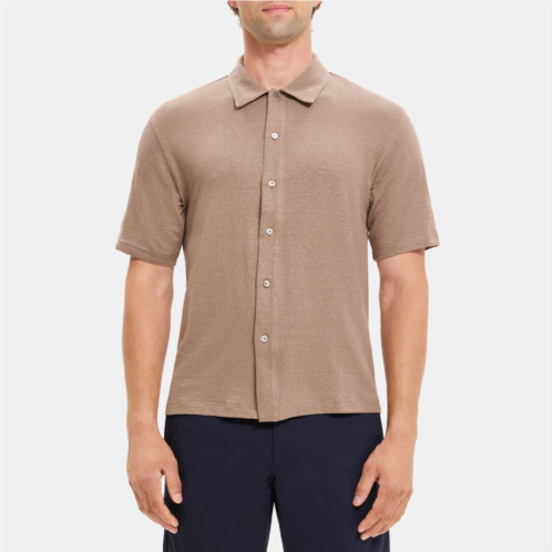 Theory Short-Sleeve Polo in Linen Jersey