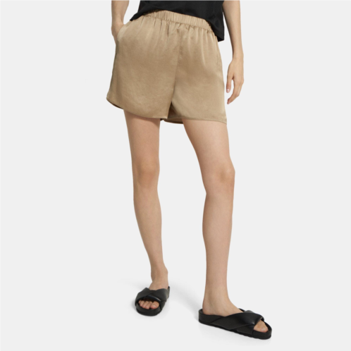 Theory Easy Pull-On Short in Crushed Satin