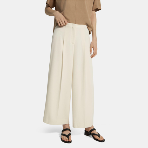 Theory Pleated Wide-Leg Pant in Striped Admiral Crepe