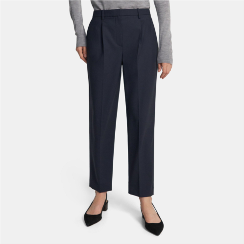 Theory Pleated Slim Cropped Pant in Stretch Wool