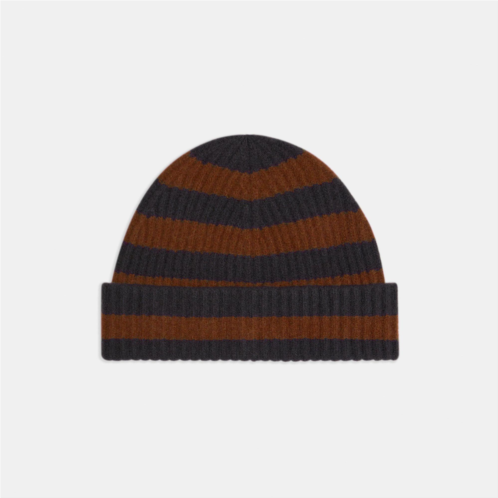 Theory Striped Beanie in Ribbed Wool