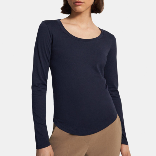 Theory Tiny Long-Sleeve Scoop Tee in Organic Cotton