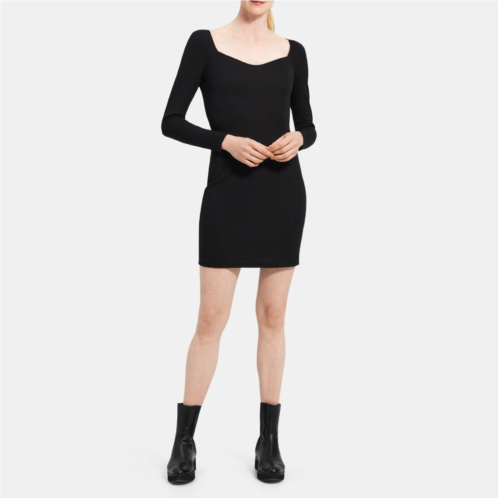 Theory Fitted Sweater Dress in Crepe Jersey
